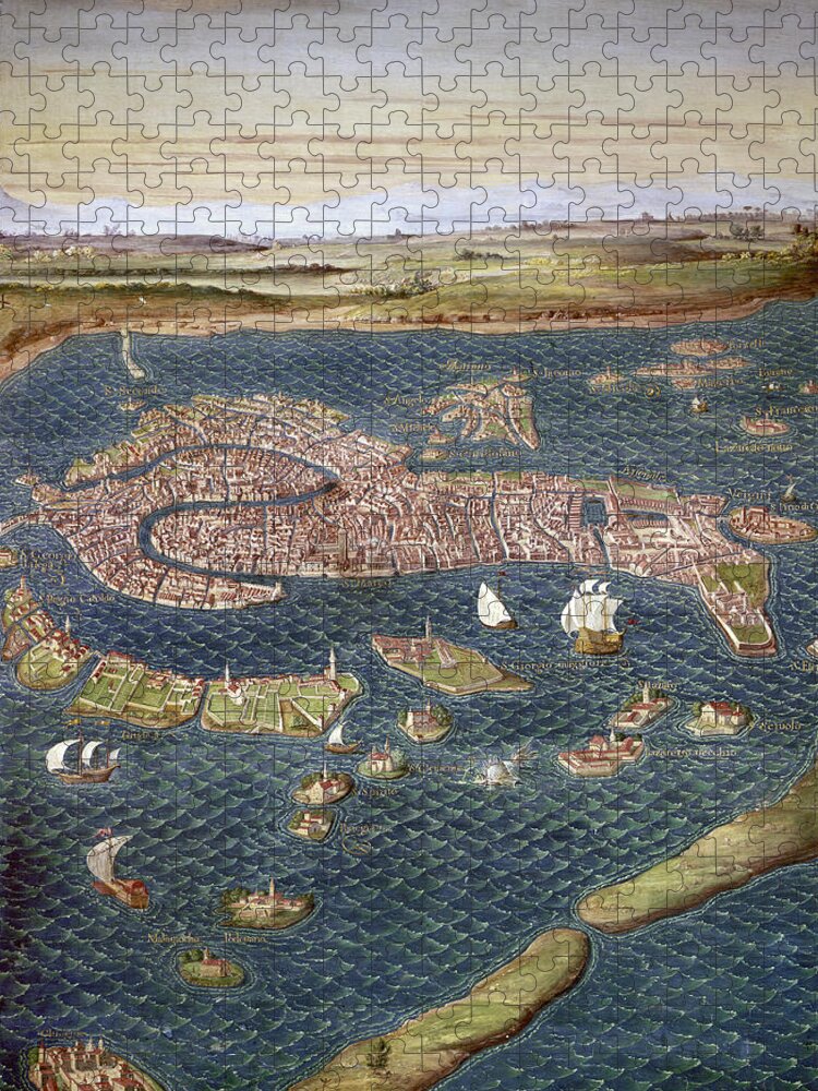 16th Century Jigsaw Puzzle featuring the photograph Venice: Map, 16th Century by Granger