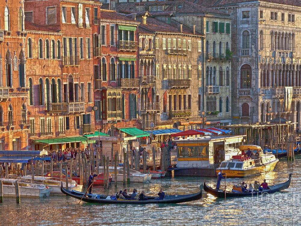 Venice Jigsaw Puzzle featuring the photograph Venice palazzi at sundown by Heiko Koehrer-Wagner