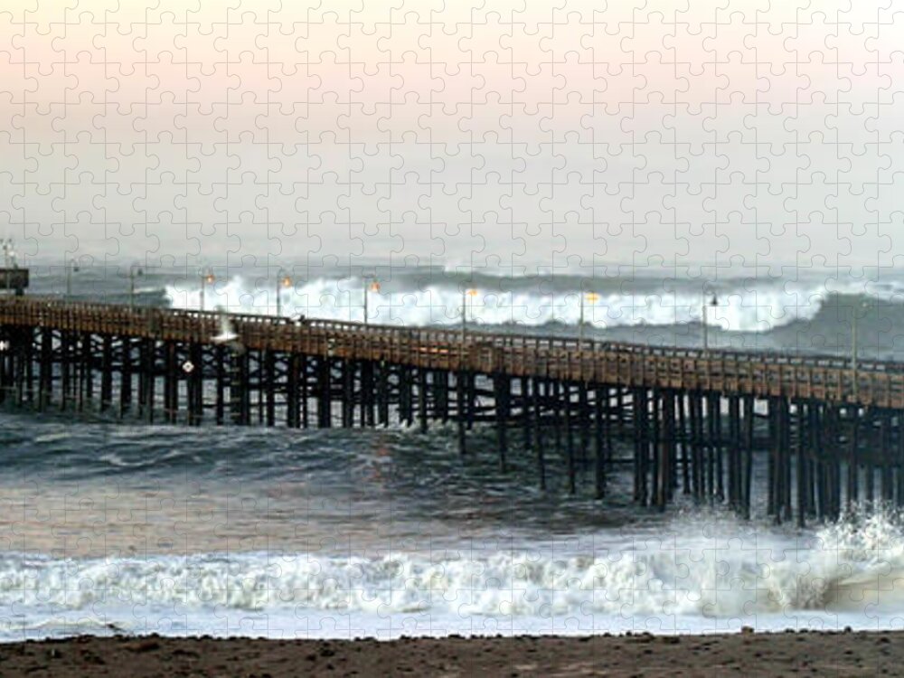Beach Jigsaw Puzzle featuring the photograph Ventura Storm Pier by Henrik Lehnerer