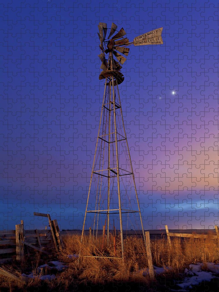 Wind Jigsaw Puzzle featuring the photograph Venus And Jupiter Are Visible Behind An by Alan Dyer/stocktrek Images