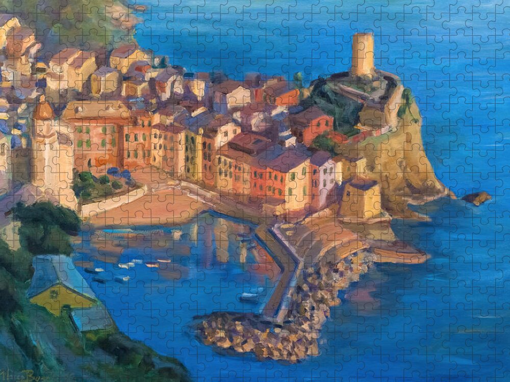 Village Jigsaw Puzzle featuring the painting Vernazza by Marco Busoni