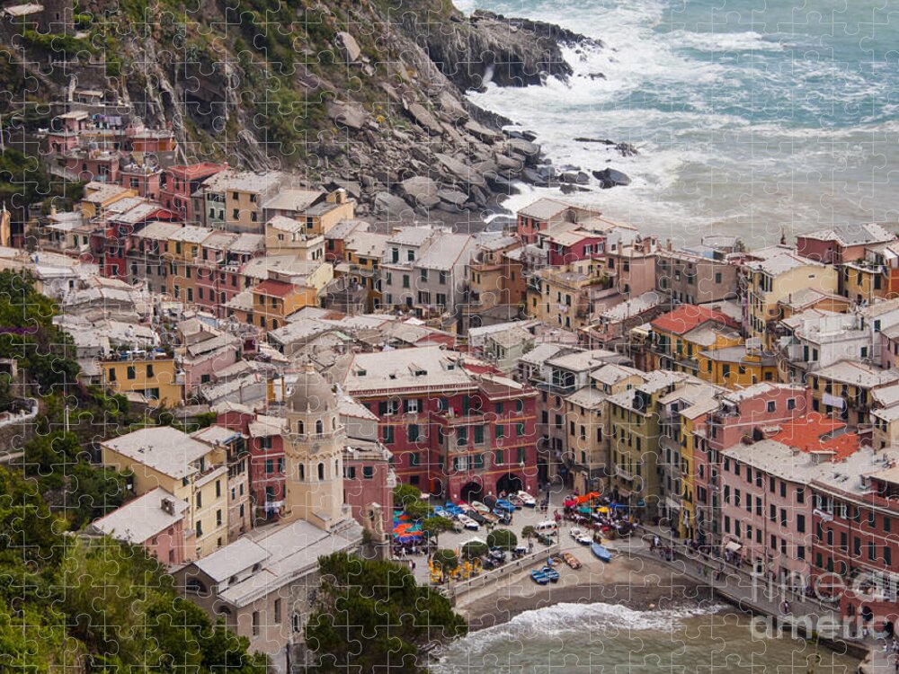 Vernazza Jigsaw Puzzle featuring the photograph Vernazza Port City by Bob Phillips