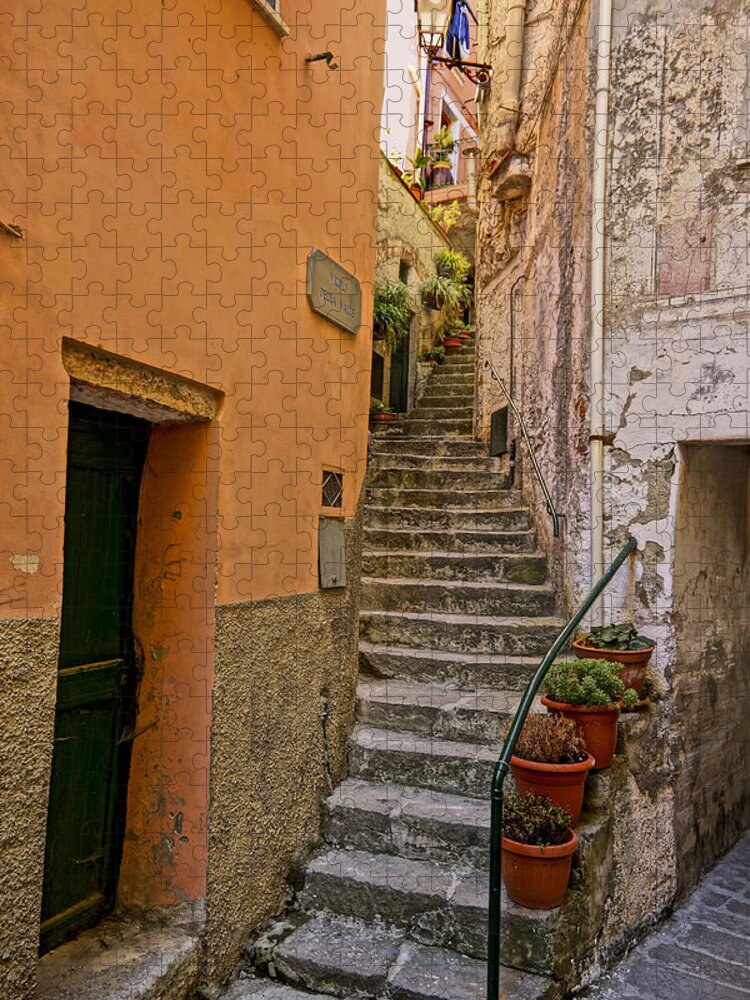 Cinque Terre Jigsaw Puzzle featuring the photograph Vicolo Della Valle Riomaggiore Italy DSC02537 by Greg Kluempers
