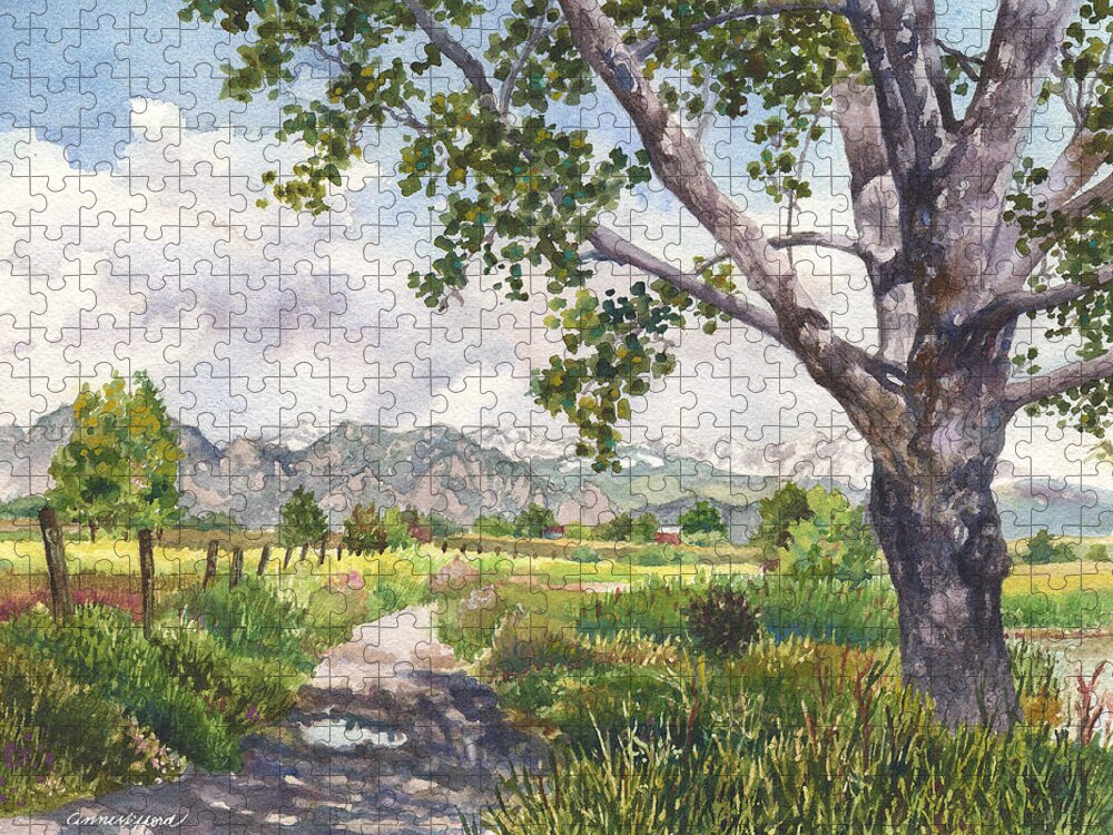 Colorado Landscape Painting Jigsaw Puzzle featuring the painting View from Stearns Lake by Anne Gifford