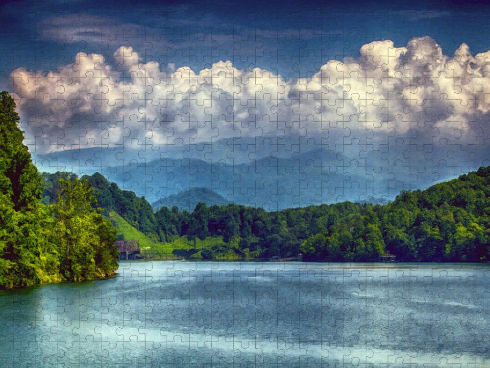 The Great Smoky Mountains Railroad Jigsaw Puzzle featuring the digital art View from the Great Smoky Mountains Railroad by John Haldane