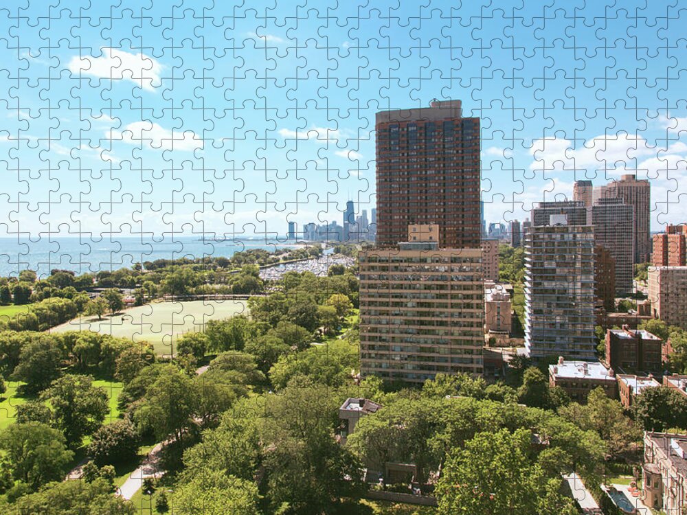 Lake Michigan Jigsaw Puzzle featuring the photograph View Of Chicago Skyline And Lake by Sasha Weleber