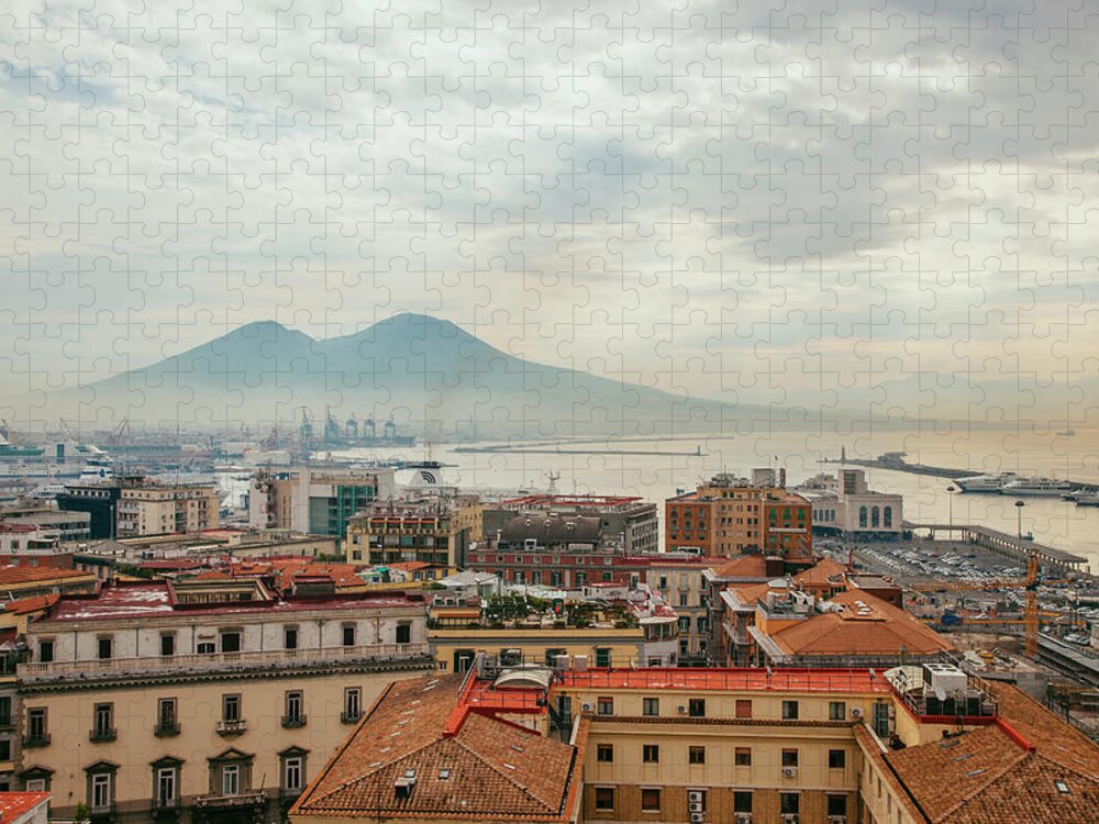 Tranquility Jigsaw Puzzle featuring the photograph View Of Mount Vesuvius Over Naples by Kevin C Moore