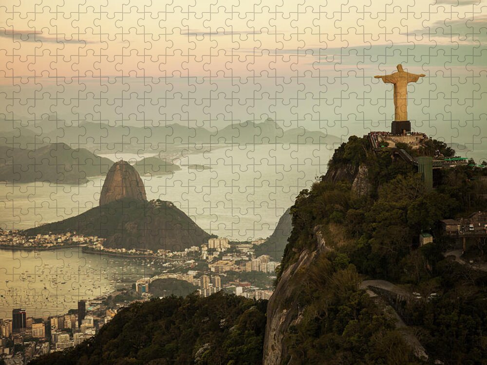 Outdoors Jigsaw Puzzle featuring the photograph View Of Rio De Janeiro At Dusk by Christian Adams