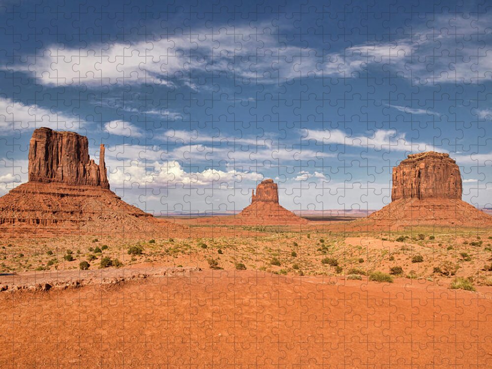 Tranquility Jigsaw Puzzle featuring the photograph View Of The Mittens, Monument Valley by Dave Stamboulis Travel Photography