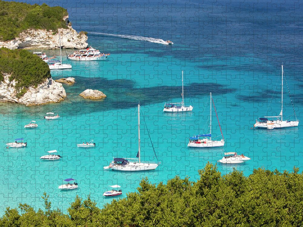Scenics Jigsaw Puzzle featuring the photograph View Over Voutoumi Bay, Antipaxos by David C Tomlinson