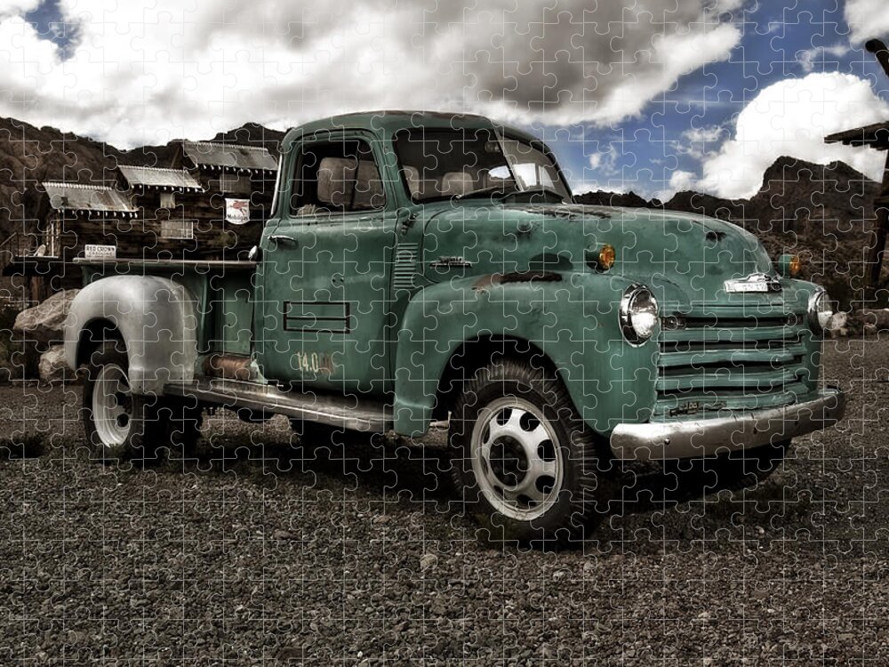 Car Jigsaw Puzzle featuring the photograph Vintage Green Chevrolet Truck by Gianfranco Weiss