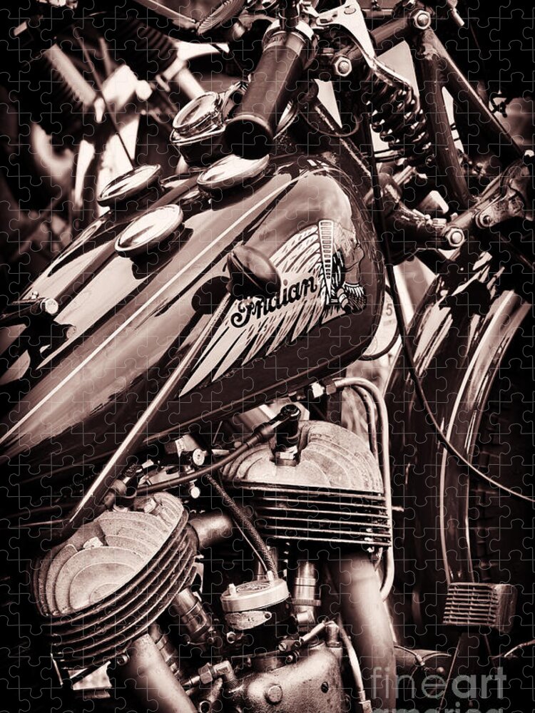 Indian Motorcycles Jigsaw Puzzle featuring the photograph Vintage Indian by Tim Gainey