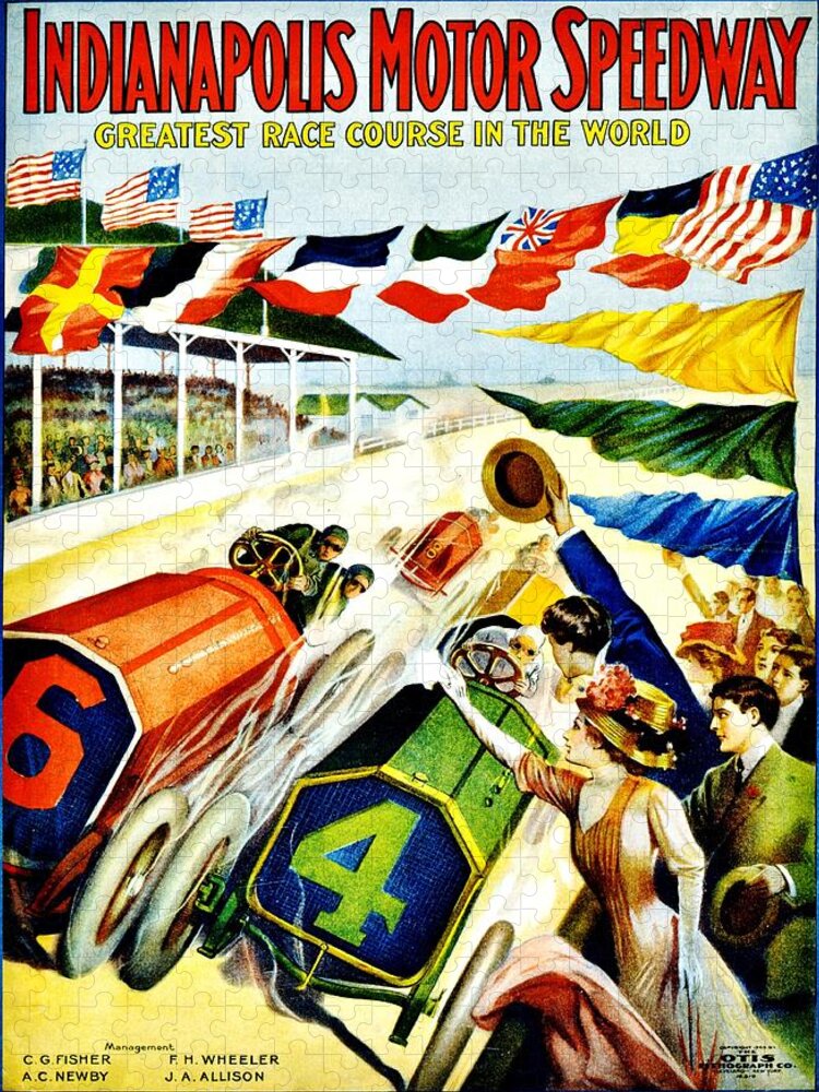 Vintage Jigsaw Puzzle featuring the photograph Vintage Poster - Sports - Indy 500 by Benjamin Yeager