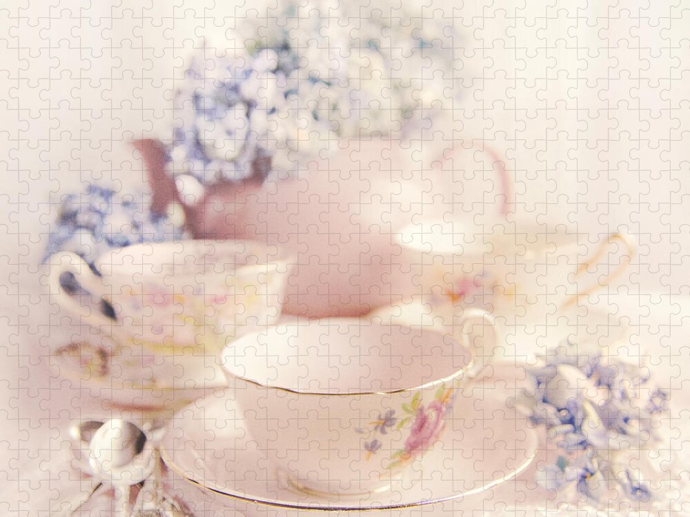 Kitchen Jigsaw Puzzle featuring the photograph Vintage Teacups by Theresa Tahara