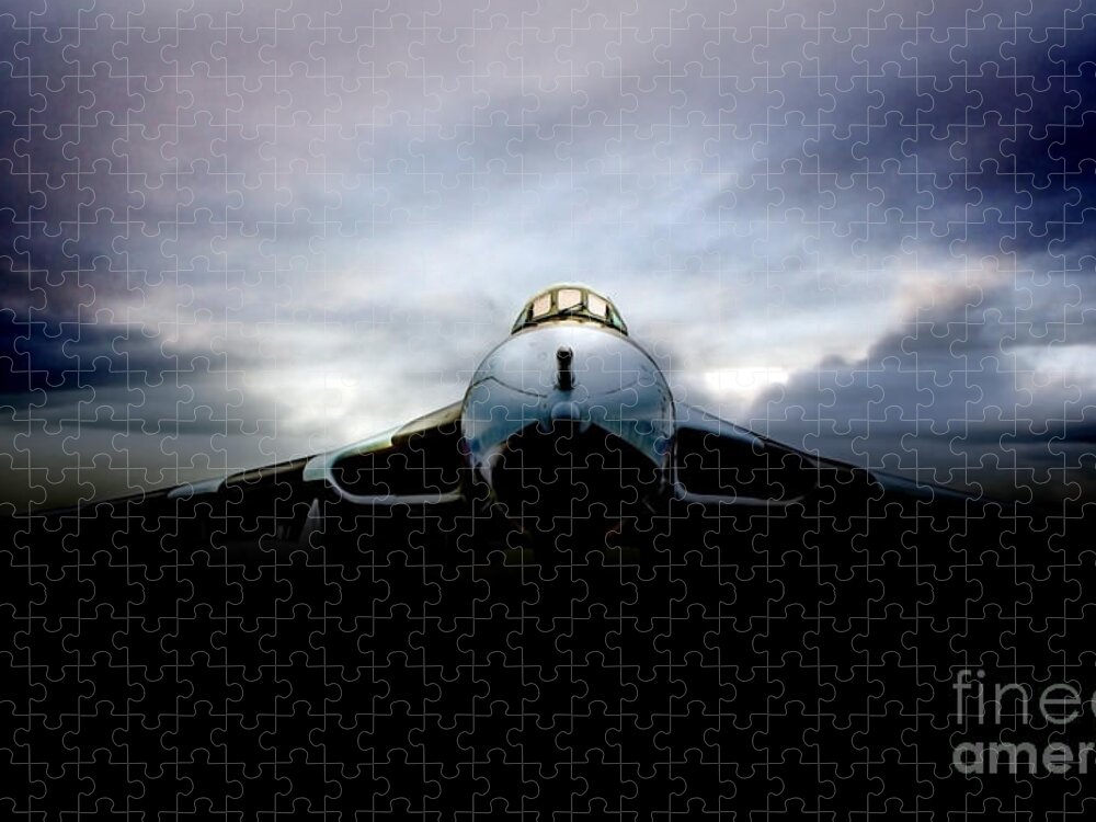 Raf Vulcan Bomber Jigsaw Puzzle featuring the digital art Vulcan Waiting by Airpower Art