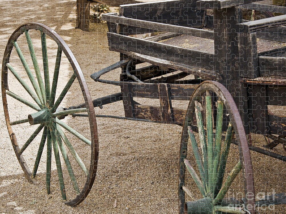 Wagon Jigsaw Puzzle featuring the digital art Wagon Wheels by Kirt Tisdale