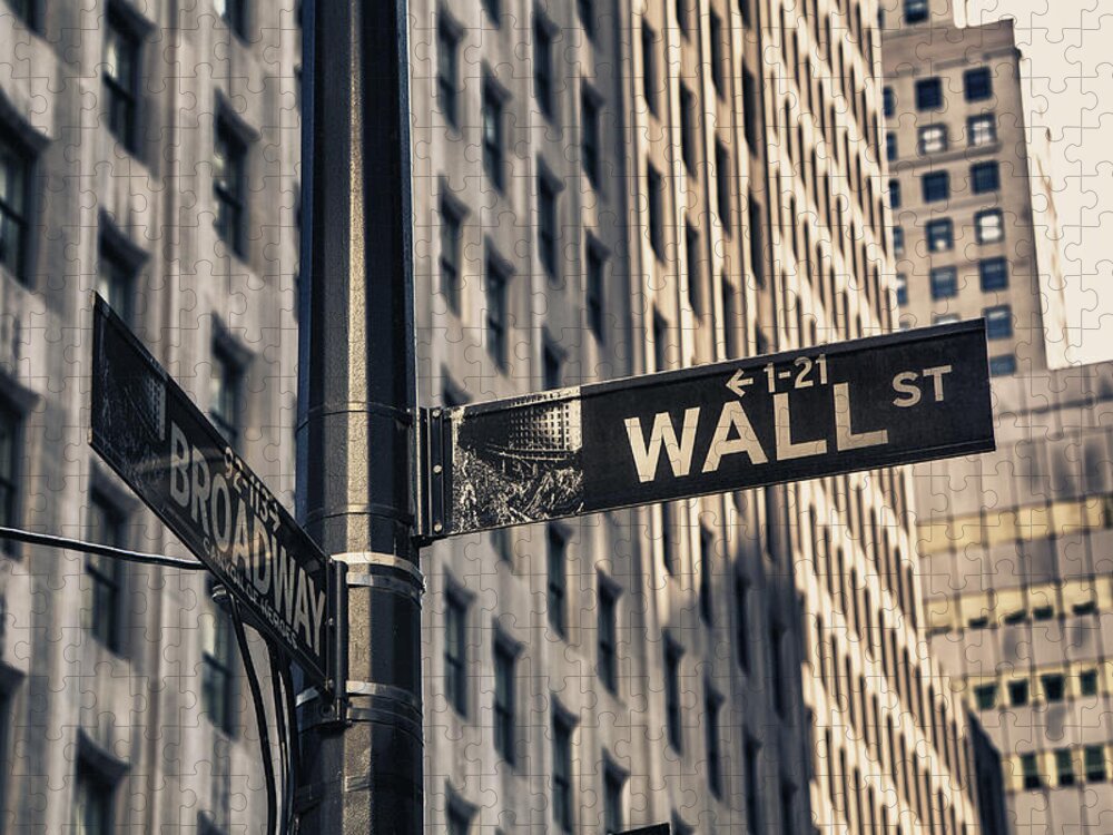 Wall Street Sign Jigsaw Puzzle featuring the photograph Wall Street Sign by Garry Gay