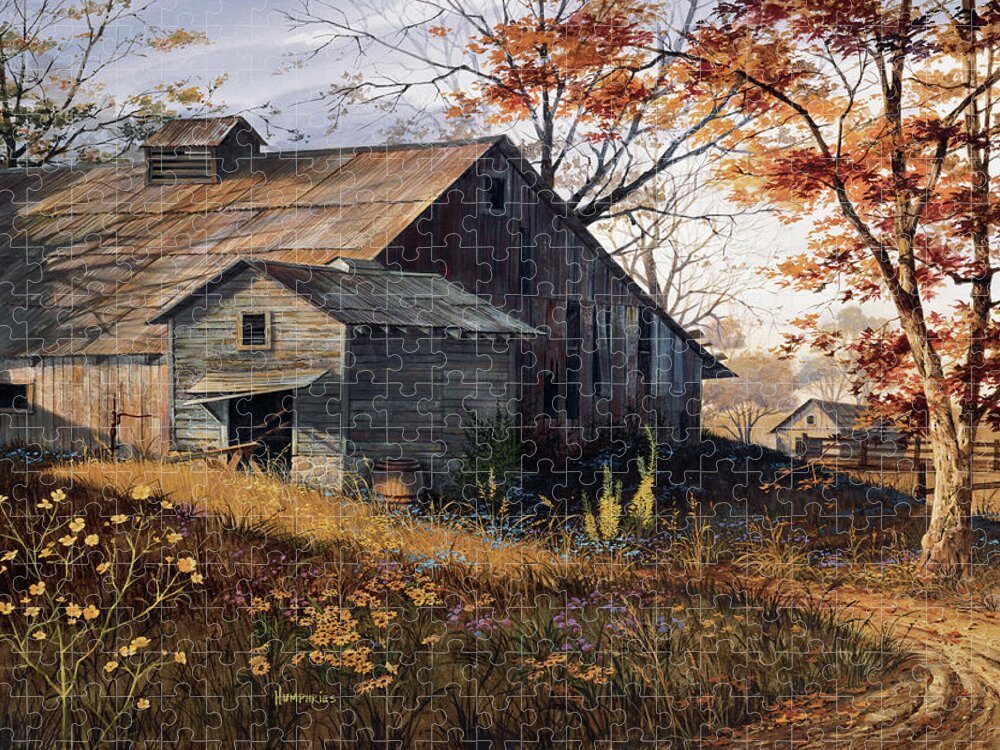 Landscape Puzzle featuring the painting Warm Memories by Michael Humphries