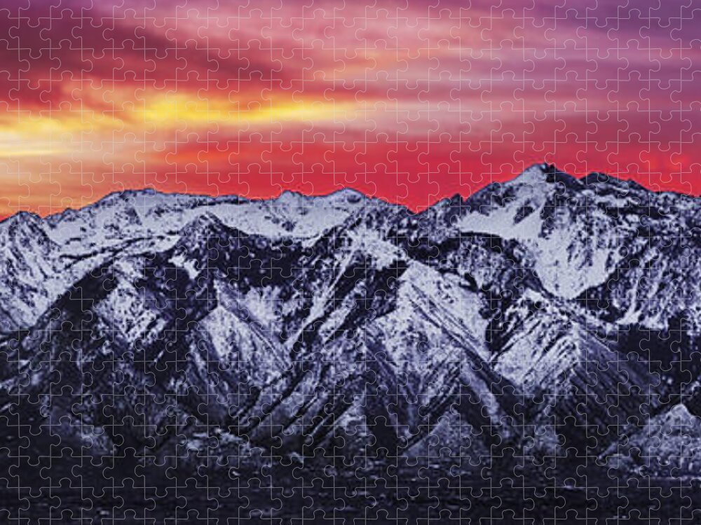 Sky Jigsaw Puzzle featuring the photograph Wasatch Sunrise 3x1 by Chad Dutson