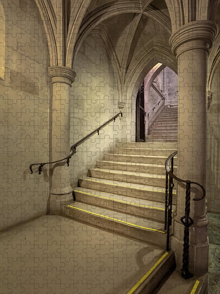National Cathedral Jigsaw Puzzle featuring the photograph Washington Cathedral Staircase Architecture by Susan Candelario