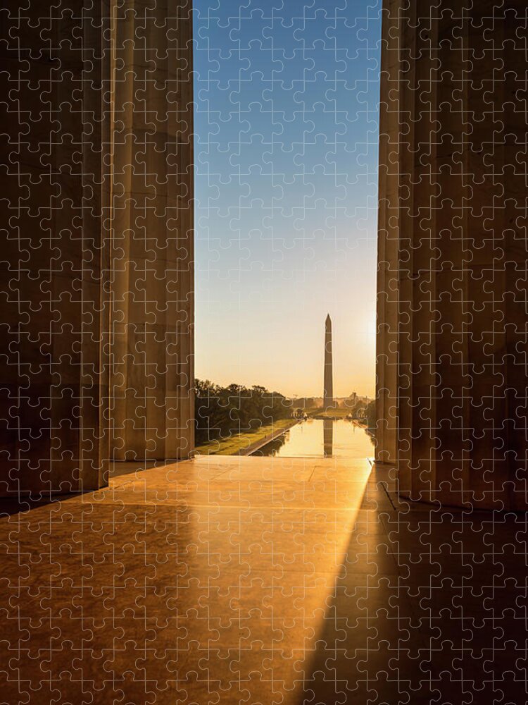 Built Structure Jigsaw Puzzle featuring the photograph Washington Monument From The Lincoln by Pgiam