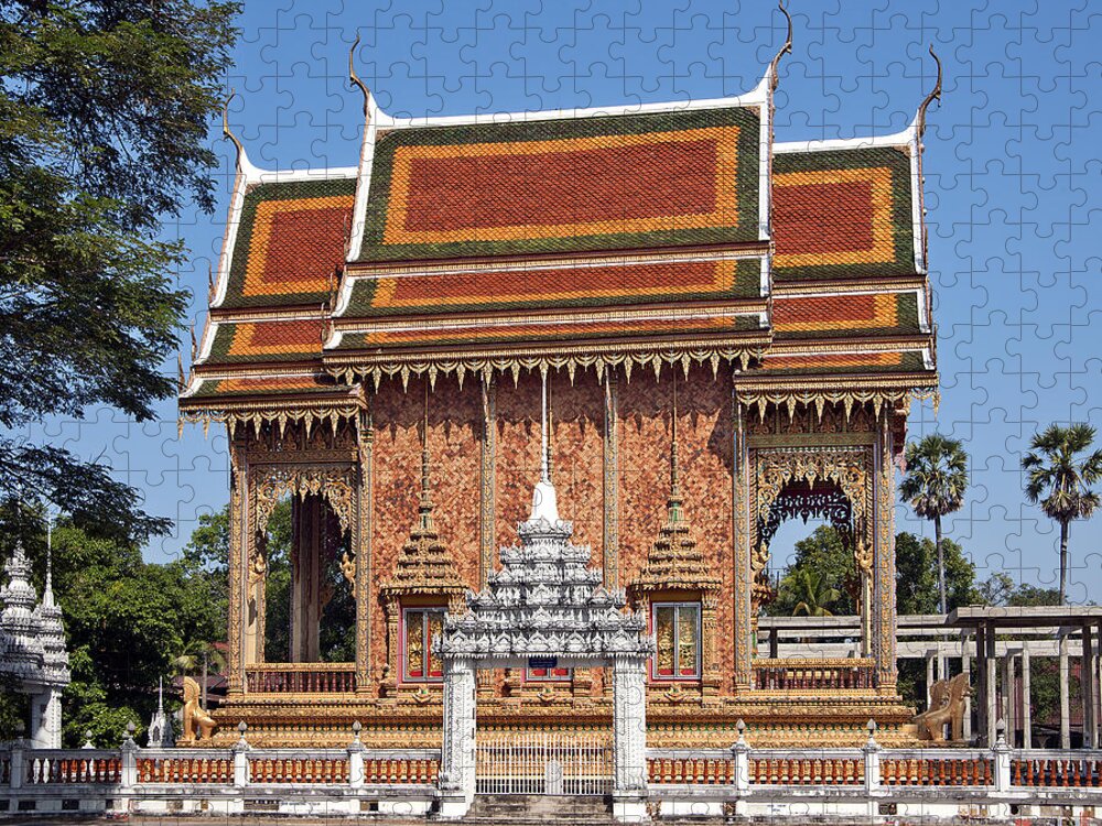 Scenic Jigsaw Puzzle featuring the photograph Wat Na Kwai Ubosot DTHU156 by Gerry Gantt