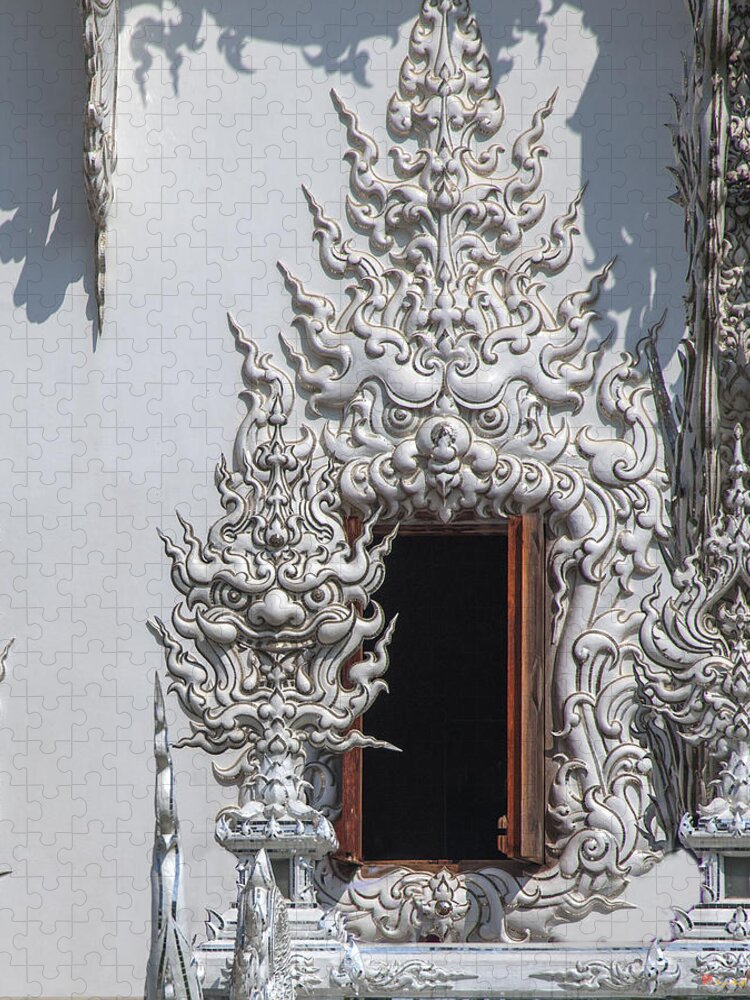 Scenic Jigsaw Puzzle featuring the photograph Wat Rong Khun Ubosot Window DTHCR0042 by Gerry Gantt