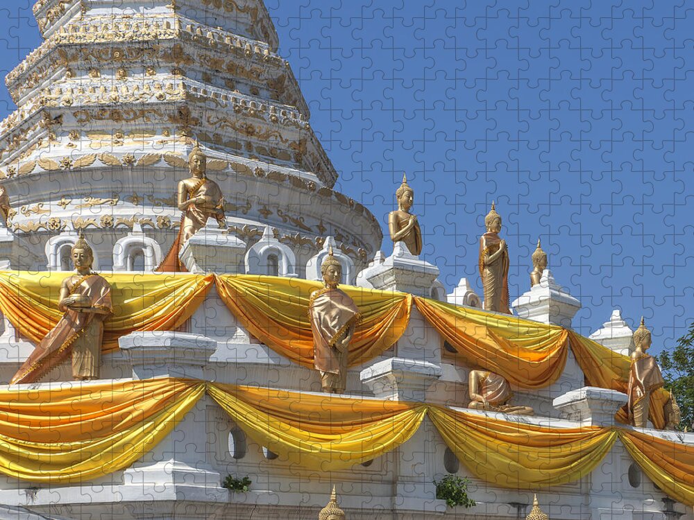 Temple Jigsaw Puzzle featuring the photograph Wat Songtham Phra Chedi Buddha Images DTHB1916 by Gerry Gantt