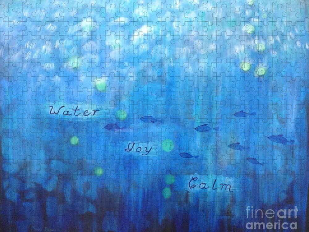 Water Jigsaw Puzzle featuring the painting Water-Joy-Calm by Monika Shepherdson