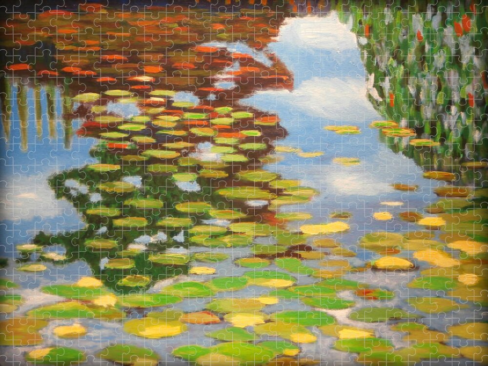 Impressionist Jigsaw Puzzle featuring the painting Water Lilies by Karyn Robinson