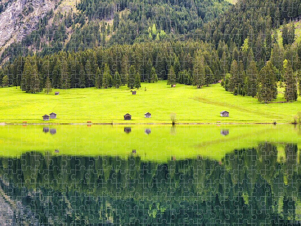 Reflection Jigsaw Puzzle featuring the photograph Water reflection Vilsalpsee Austria by Matthias Hauser