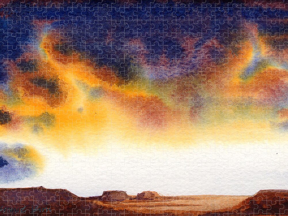 Watercolor Jigsaw Puzzle featuring the painting Mesa by Konnie Kim