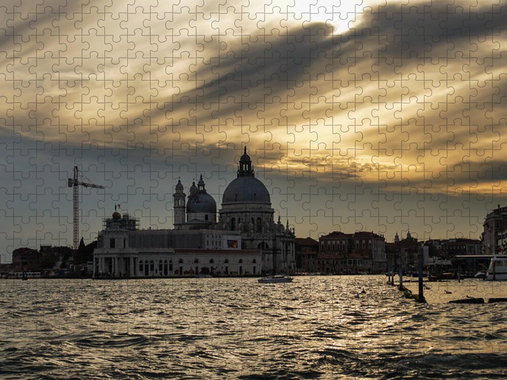 Georgia Mizuleva Jigsaw Puzzle featuring the photograph Watercolor Sky Over Venice Italy by Georgia Mizuleva