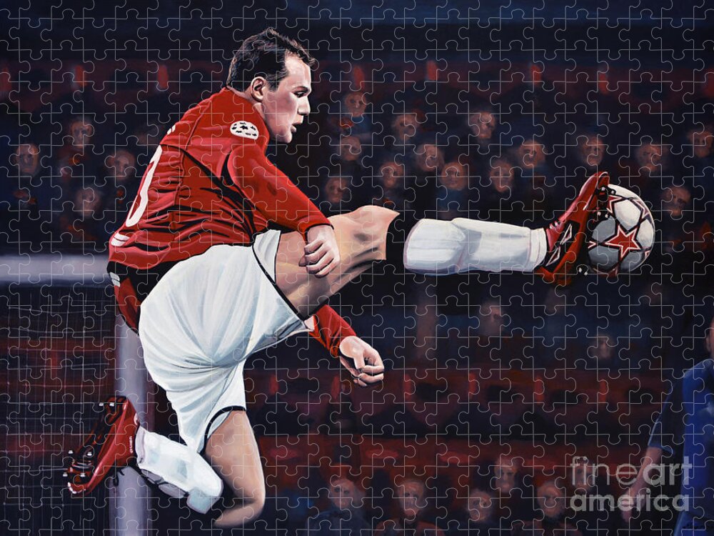 Wayne Rooney Jigsaw Puzzle featuring the painting Wayne Rooney by Paul Meijering