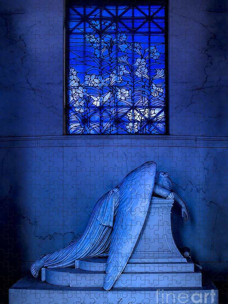 Angel Jigsaw Puzzle featuring the photograph Weeping Angel by Jerry Fornarotto