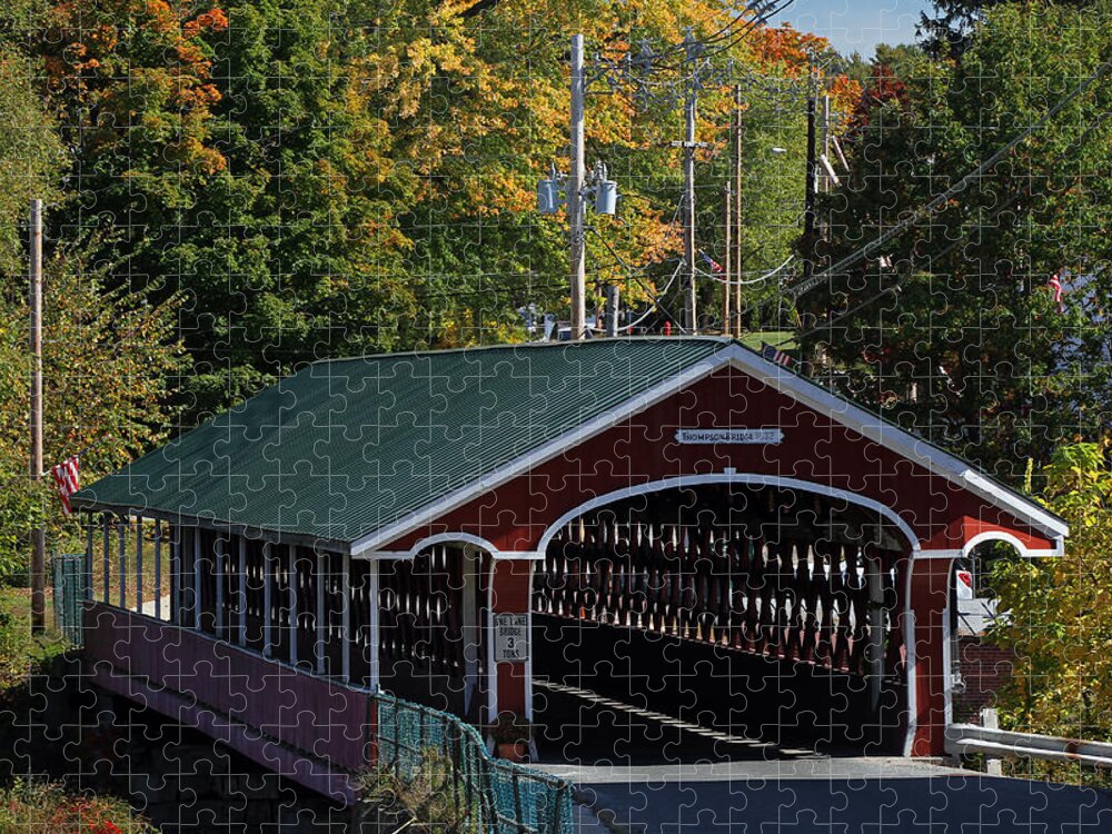 Thompson Covered Bridge Jigsaw Puzzle featuring the photograph West Swanzey Thompson Covered Bridge by Juergen Roth