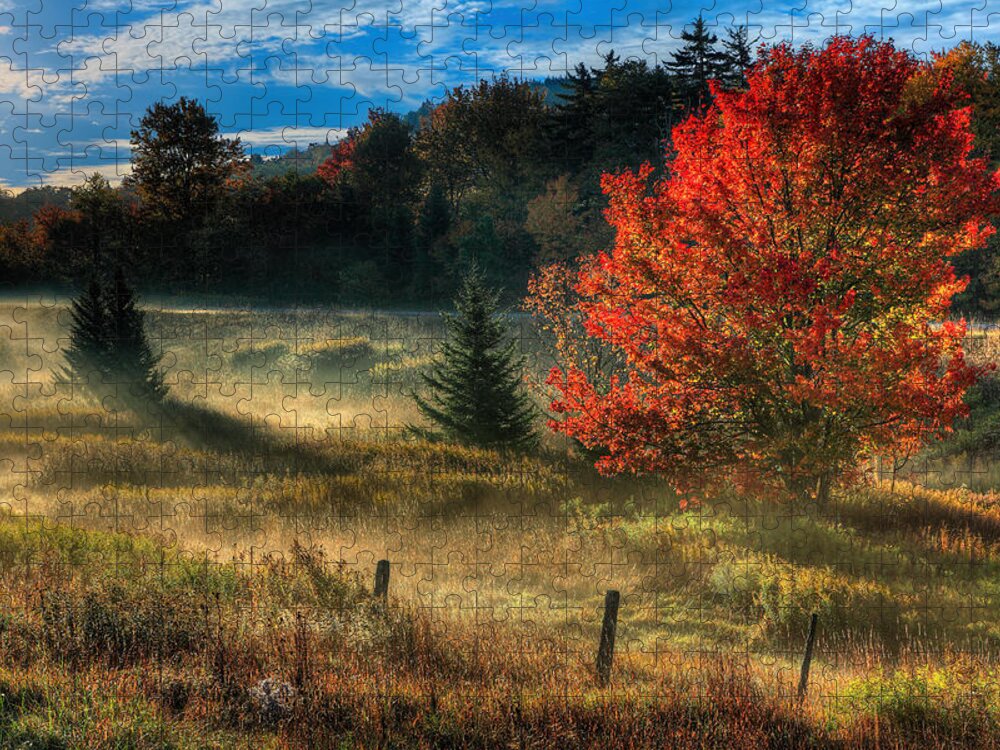Fall Colors Jigsaw Puzzle featuring the photograph West Virginia Fall Sunrise I by Dan Carmichael