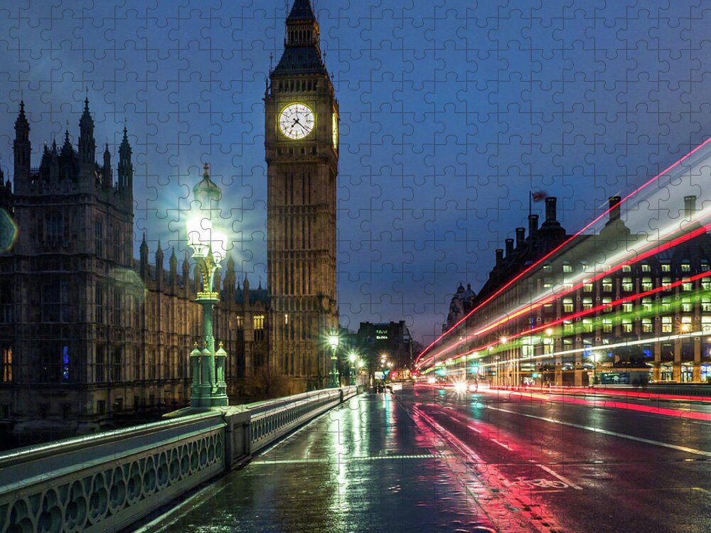 Clock Tower Jigsaw Puzzle featuring the photograph Wet Early Morning by Michael Lee