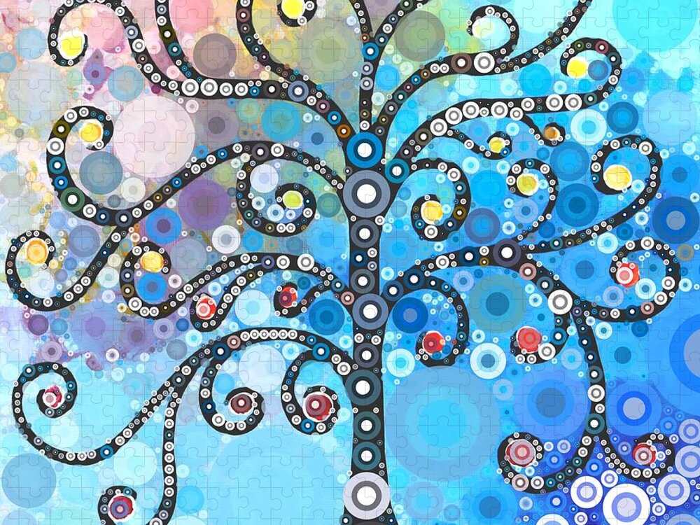 Digital Jigsaw Puzzle featuring the digital art Whimsical Tree by Linda Bailey
