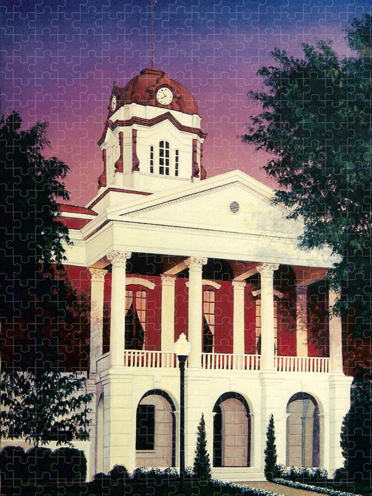 White County Jigsaw Puzzle featuring the painting White County Courthouse by Glenn Pollard