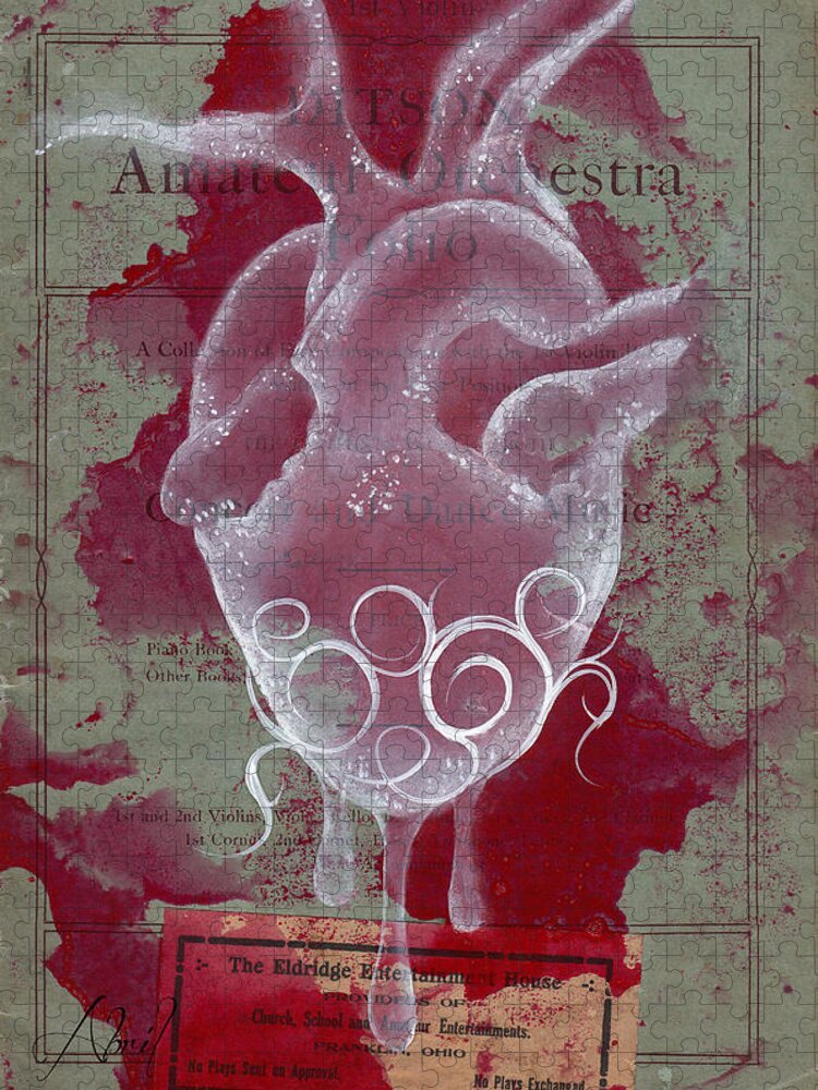 Heart Jigsaw Puzzle featuring the painting White Heart by Abril Andrade