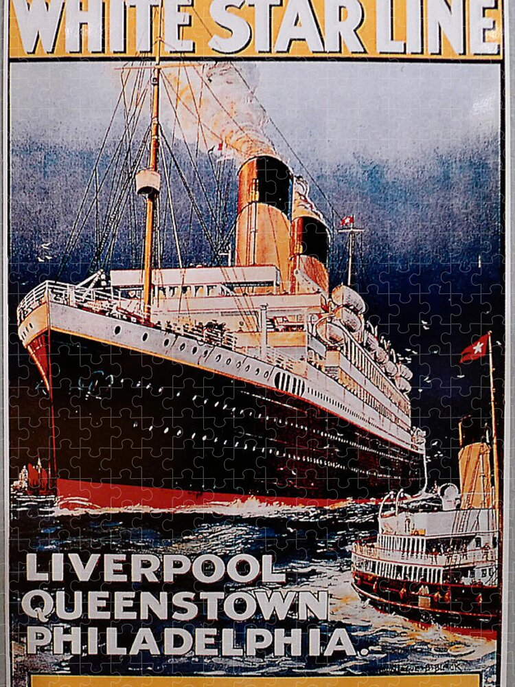 Titanic Jigsaw Puzzle featuring the photograph White Star Line Poster 1 by Richard Reeve