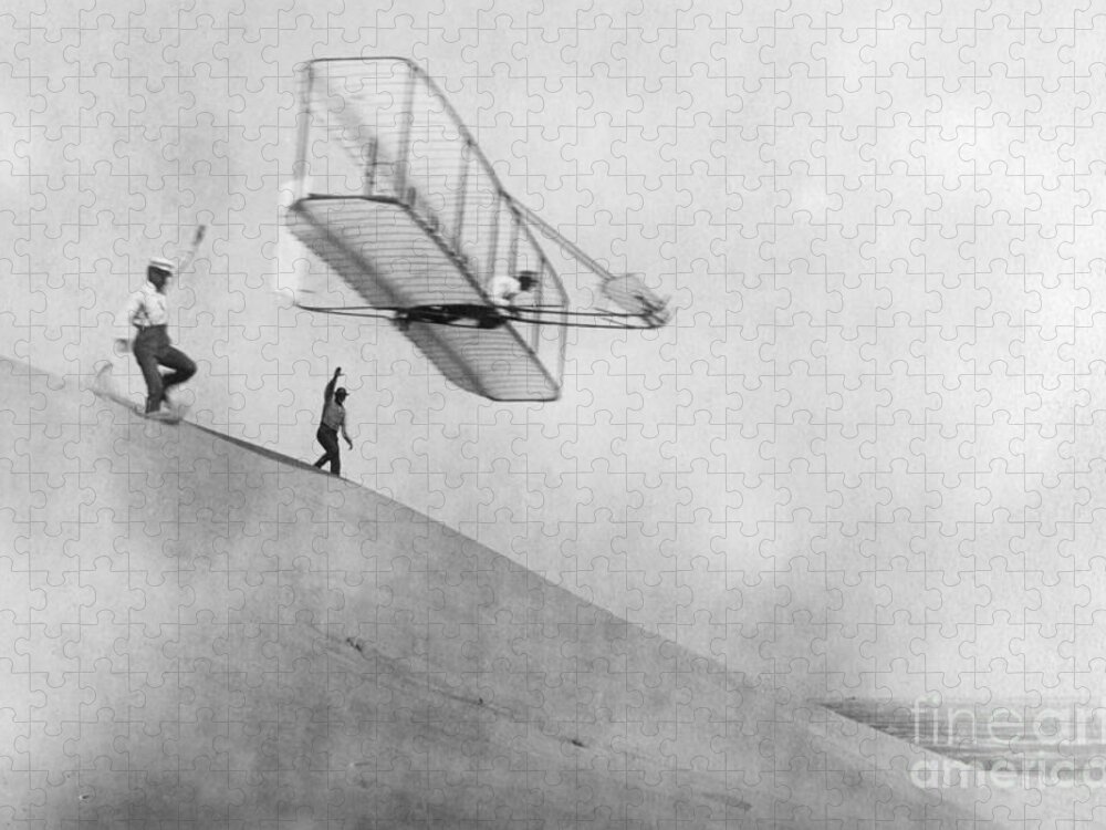 History Jigsaw Puzzle featuring the photograph Wilbur Wright Pilots Early Glider 1901 by Science Source