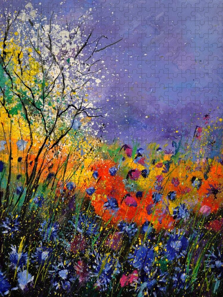 Landscape Puzzle featuring the painting Wild Flowers 4110 by Pol Ledent