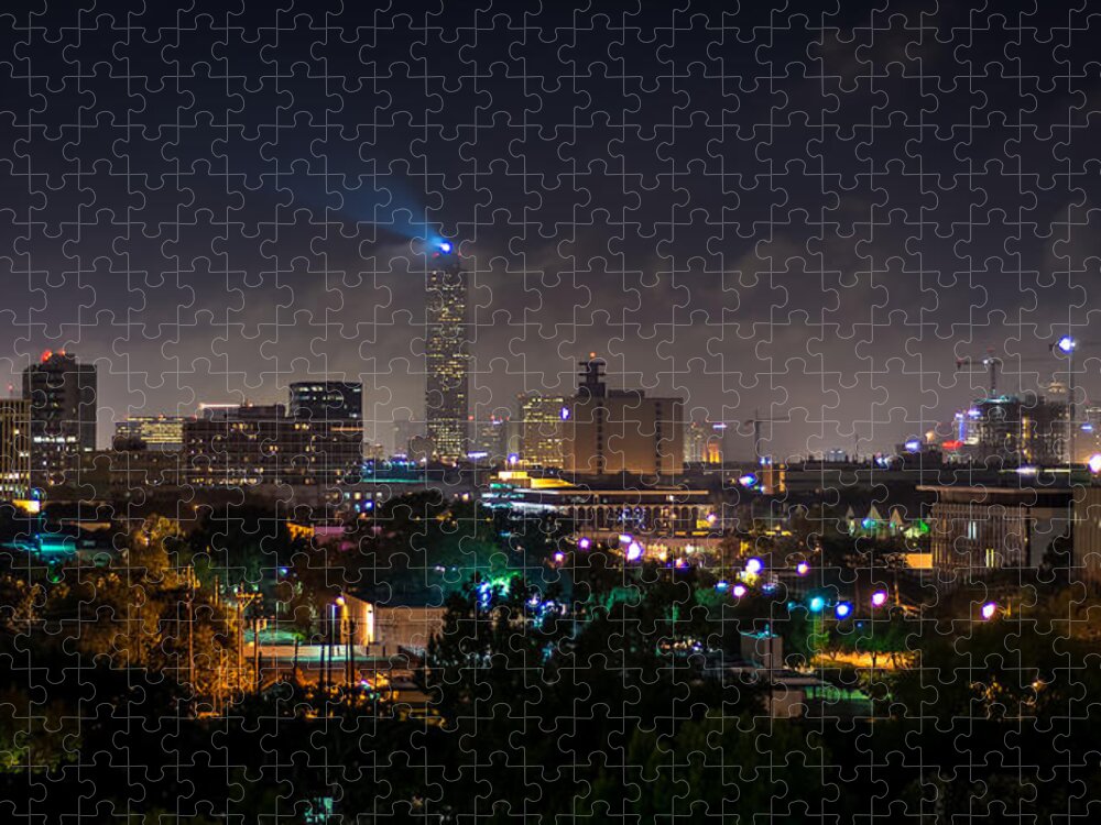 Williams Tower Beacon Jigsaw Puzzle featuring the photograph Williams Tower Beacon by David Morefield
