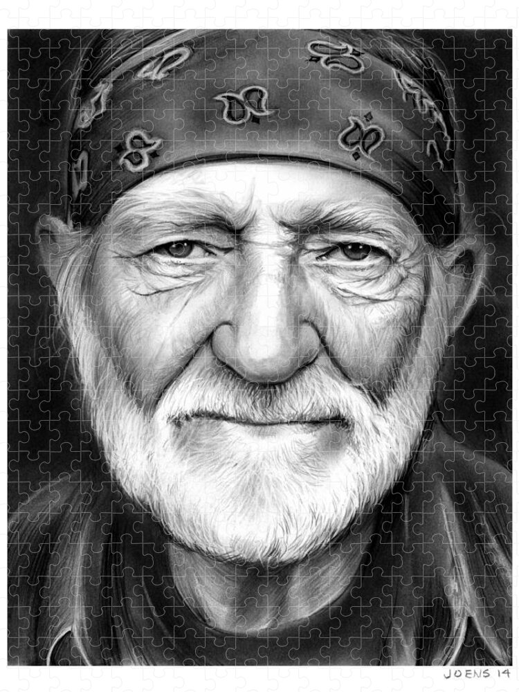 Singer Jigsaw Puzzle featuring the drawing Willie Nelson by Greg Joens