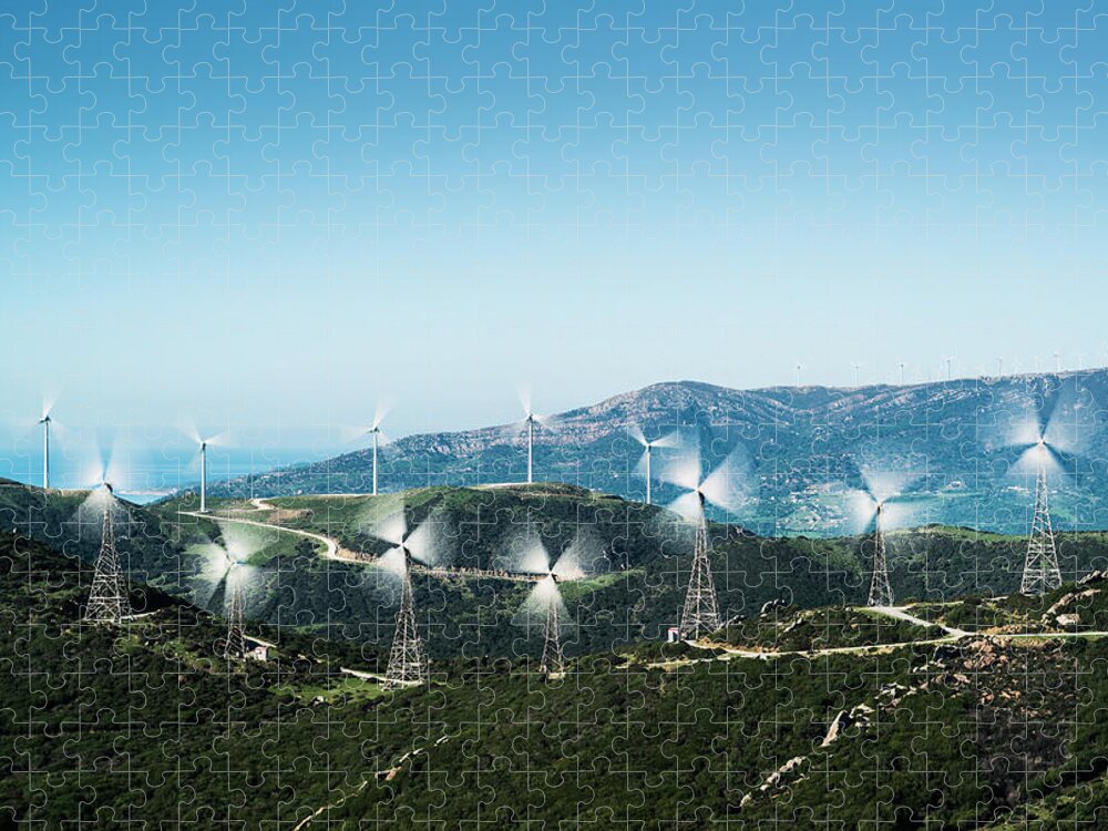 Environmental Conservation Jigsaw Puzzle featuring the photograph Wind Turbines On A Hill by Ben Welsh / Design Pics