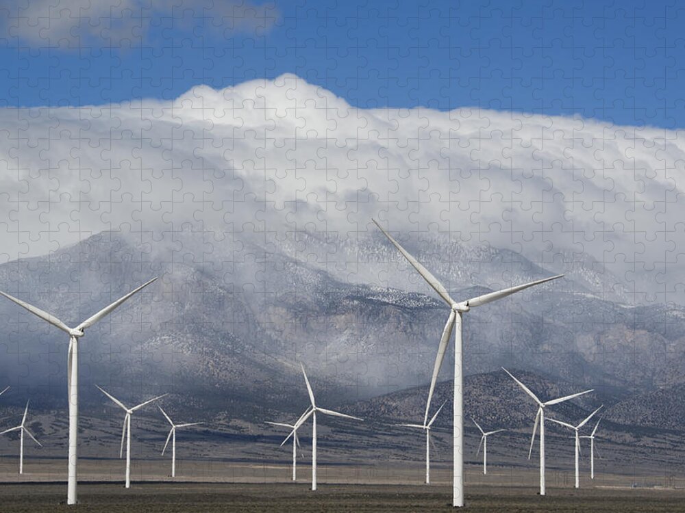 Kevin Schafer Jigsaw Puzzle featuring the photograph Wind Turbines Schell Creek Range Nevada by Kevin Schafer