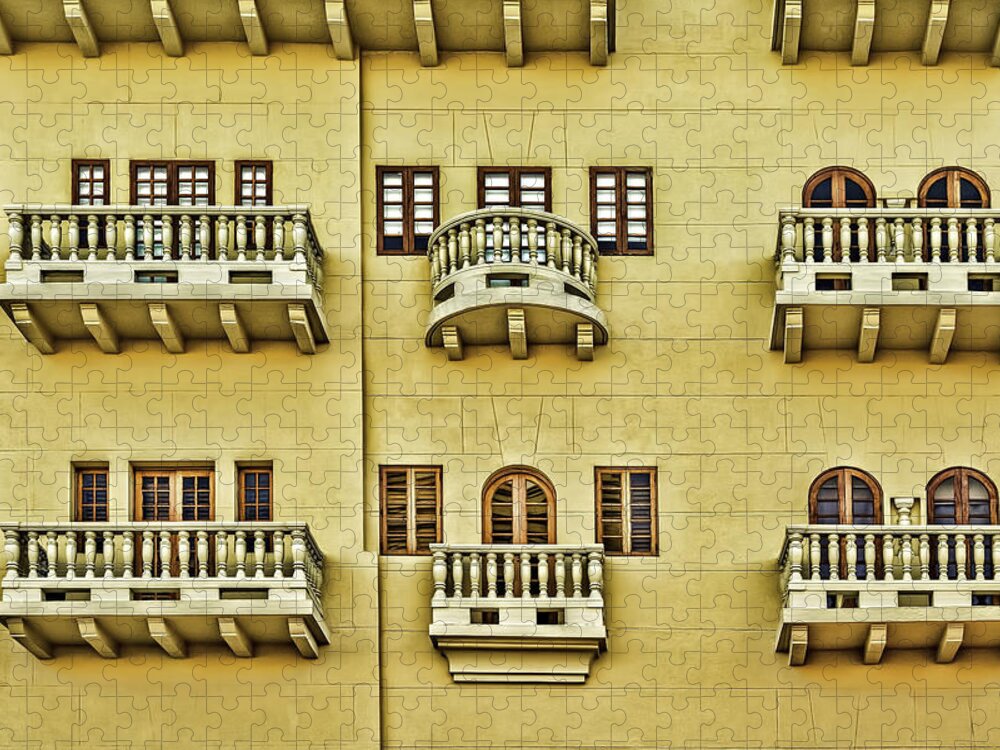 Architeture Jigsaw Puzzle featuring the photograph Windows and Balconies by Maria Coulson