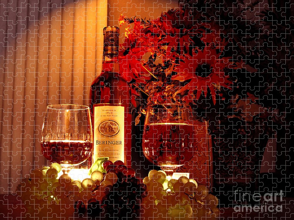 Still Life Jigsaw Puzzle featuring the photograph Wine And Grapes II by Kathy Baccari